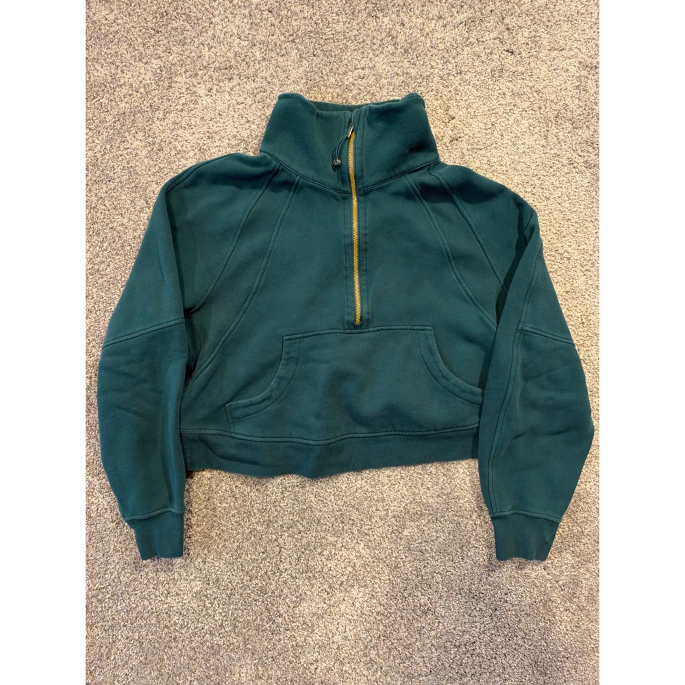 Lululemon HalfZip Pullover M/L Green Scuba Oversized Cropped Fleece Hoodie